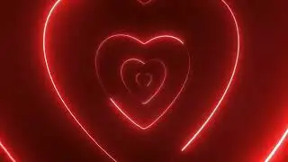 Red Neon Heart Tunnel Loop 💖 | Romantic VJ Background | Seamless Love Animation #light #stage #vj