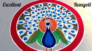 🌺3D Unique peacock🦚kolam🌺easy peacock rangoli #yt #trending #new #youtubevideo @excellentrangoli