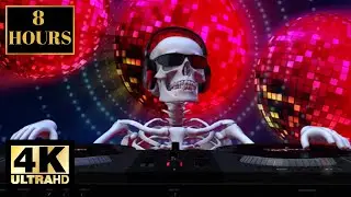 DJ Skeleton Wallpaper Screensaver Background With Music 4K 8 HOURS