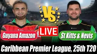 CPL Score 2025 | Guyana Amazon Warriors vs St Kitts & Nevis Patriots 25th T20 Score Commentary