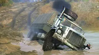 Spintires Mudrunner - GMC M35A2 Military Truck 6x6 - Driving Offroad