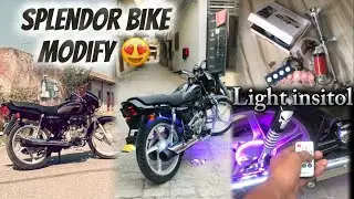 Splendor bike modify 😍 || RGB wheel light || light insitol 💡 || train horn 🔊 || @jagdeep.modify