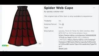 HOW TO GET NEW *Spider Web Cape* in Trick or Treat | ROBLOX