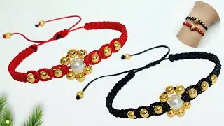 Diy macrame bracelet with beads || handmade bracelet with beads and thread || diy easy bracelet