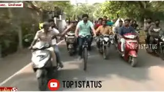 Thalapathy Vijay Cycle ride for voting|| Vathi coming..