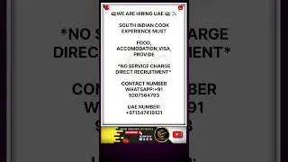 South Indian Cook vacancy uae restaurant job gulf hotel job UAE job search #uaejob #uaejobs