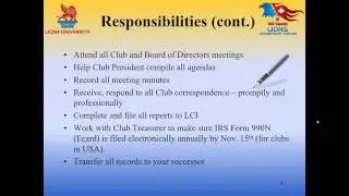 Lions University Course 122:  Club Secretary