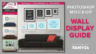 Wall display guide 16x20 11x14 8x10 5x7, Framed Prints, Sofa Interior 4F-R1, Photoshop Mockup