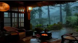 Heavy Rain & Cozy Fireplace 🔥🌧️ Deep Sleep, Relaxing Cabin Ambience