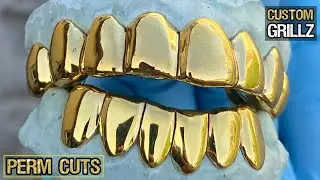 Permanent Cut Custom Gold Plated over Solid 925 Silver Grillz Full Teeth Grills Real Perm Cuts