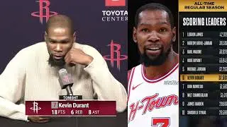 Kevin Durant after passes Dirk Nowitzki as he moves up another spot in the NBA all-time scoring list