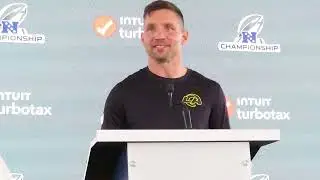 Chris Shula talks to the media ahead of the Rams NFC Championship game this Sunday against Seattle