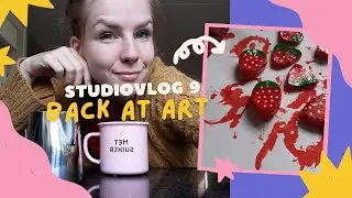 Studiovlog 9 ＾● ⋏ ●＾making clay pins, stickers and drinking coffee
