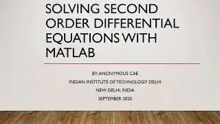 ODE 45 |MATLAB| Second order differential Equation