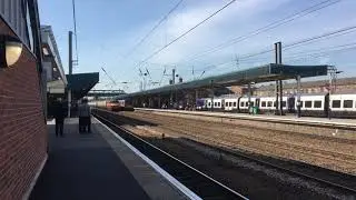 EWS Class 90 loco + Mk 1 - Doncaster station, South Yorkshire