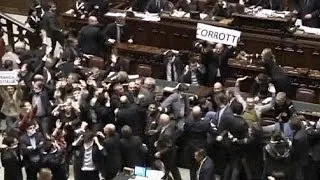 Scuffles break out in Italy Parliament: Chaotic dispute over vote on central bank capital