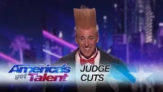 Bello Nock: Circus Daredevil Is Shot Out Of Cannon Over Helicopter - America's Got Talent 2017