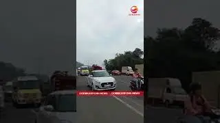 Transport rickshaw catches fire on Kadamba bypass. Fire force on the spot.