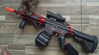 🎯 Water Gel Blaster M4A1 &mdash;  Si Merah Metalic dengan Kapasitas Magazine Drum Super Gede! 🤩