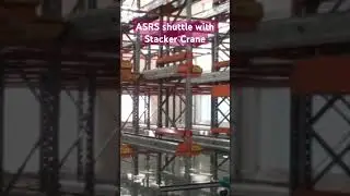 ASRS with shuttle car & stacker crane transfer #xtstech #automation #stacker #shuttle #car #combine