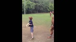 Throwing the boomerang with aborigines