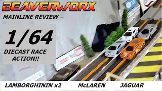 Обзор HotWheels Matchbox Diecast Race Lambos против Jag против McLaren Beaverworx Mainline