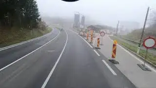 relaxing truck driver view - delivery truck - rural Austria