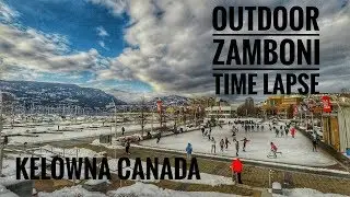 Zamboni Time Lapse on Outdoor Ice Rink in Kelowna Canada on Gopro