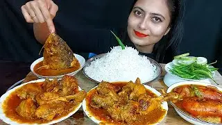 Bangali Special Food(Hlisha Fish Head Buna+Tomato Prawn Curry+Spicy Deshi Chicken Buna+Green Chilli