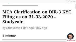 Deactivated DIN: DIR-3KYC/ACTIVE can be filed between 1.04.2020 to 30.09.2020 without any filing fee