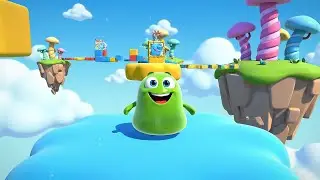 Fall Guys Jelly Jumper Spun Across a Giant Slide | Kids Rhymes & Songs