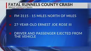 Runnels County crash claims 2 lives Saturday afternoon