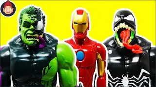 Spider-Man Maximum Venom Iron Man Venomized Hulk Titan Hero Series Toy Unboxing