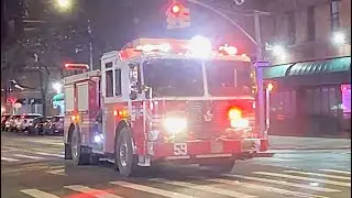 FDNY ENGINE 59 RESPONDING ON FREDERICK DOUGLAS BOULEVARD IN HARLEM AREA OF MANHATTAN, NEW YORK CITY.