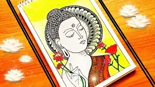 Mandala Art| How To Draw Lord Buddha In Mandala Art| Step By Step| Zentangle Art| Easy Tutorial|