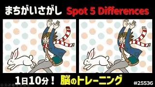 【脳トレ】【間違い探し】5つ見つかった？大人の脳トレ,集中力トレーニング！#クイズ  #findthedifference #25536 #イラストマン