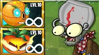 PvZ 2 POWER UP Infinite !!! 1 Plant level max vs 100 Cowboy Buckethead Zombies Level 10