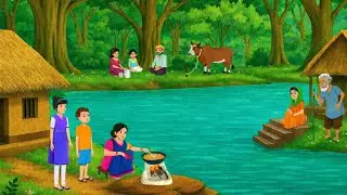 तालाब किनारे दो बहनों का घर | Hindi kahani | Cartoon story | Moral story | Kahaniya
