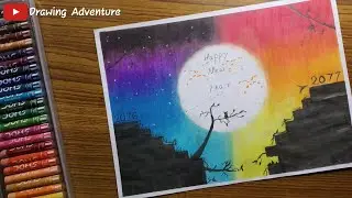 Happy New Year 2077 | Nepal | Oil Pastel | Drawing Adventure
