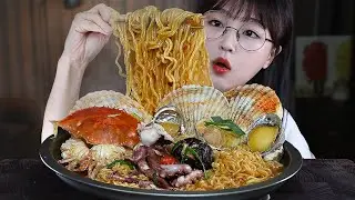 АСМР ЕДА ОСТРЫЙ РАМЕН ИЗ МОРЕПРОДУКТОВ🍜 | MUKBANG