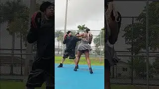 Boxing Double Left Hook Practice #boxing #training #park #skirt #nature #fitness