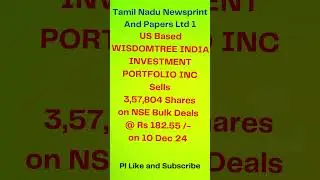 Tamil Nadu Newsprint And Papers Ltd 1I FII Sells Shares I Stock Market News I #multibaggers