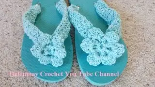 Crochet Deluxe Beach Bag Flower for Flip Flops and Shawl DIY Tutorial