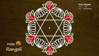 Pongal Kolam | Sankranthi Muggulu with 7x4 dots |Rose Flower Rangoli| Festive Rangoli | Make Rangoli