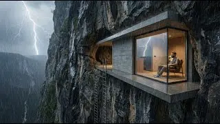 Building a house in the forest (ASMR) - This man built a modern mini house on a cliff