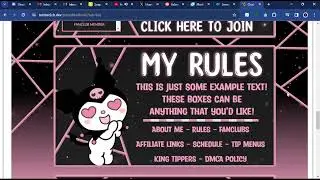 Chaturbate Kuromi Themed Bio