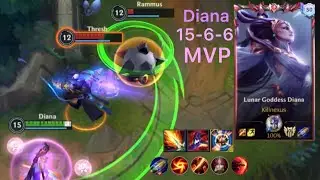 WILD RIFT | DIANA JG GAMEPLAY MVP |15-6-6| DIANA BUILD AND RUNES