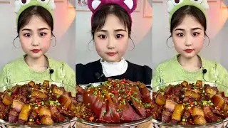 CHINESE PORK BELLY MUKBANG | SPICY FOOD EATING ASMR | PORK LEG RICE MUKBANG | PORK BELLY FRIED RICE