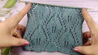 Lace Leaves Stitch | Ajour-Blattmuster stricken | Punto Foglie Traforate| Point de Feuilles Ajour&eacute;es
