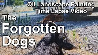 Dogs in a Oil Sunny Landscape Painting on Canvas How to create Realistic Fur Hair Texture Time Lapse